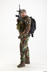 Whole Body Weapons-Rifle Man Pose with machine rifle White Army Athletic Bearded Studio photo references